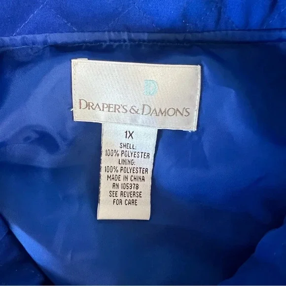 Drapers & Damons Blue Quilted Lined Button Down Collared Vest Womens Size 1X - Picture 11 of 12